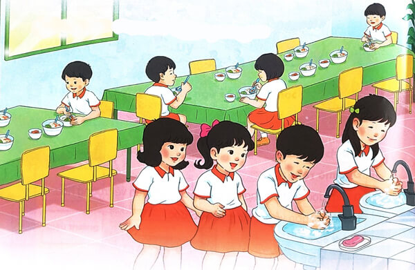 Giải Tiếng Việt 1 trang 64, 65, 66, 67 Bài 1: Rửa tay trước khi ăn