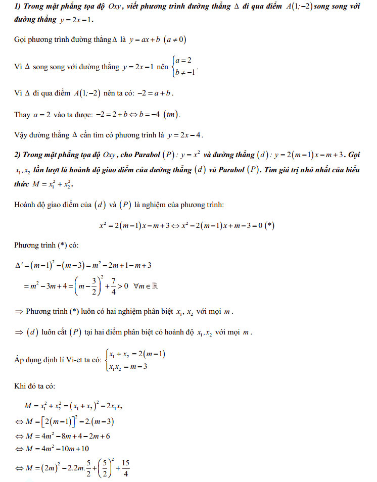 Đáp án đề thi vào lớp 10 môn Toán tỉnh Đắk Lắk năm 2021