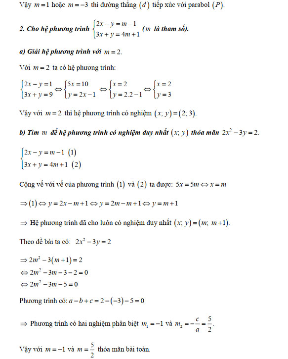 Đáp án đề thi vào lớp 10 môn Toán tỉnh Phú Thọ năm 2021