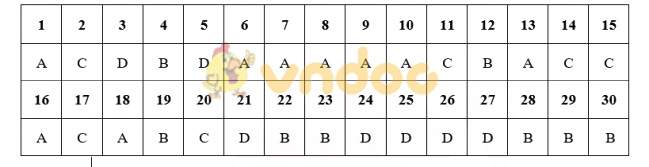 Đáp án đề thi Sử Hà Nội - Mã đề 010