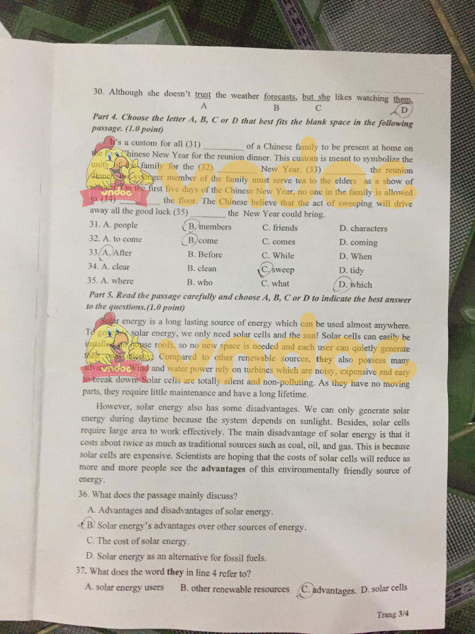 Đáp án đề thi tuyển sinh lớp 10 môn Anh tỉnh Bắc Kạn 2021