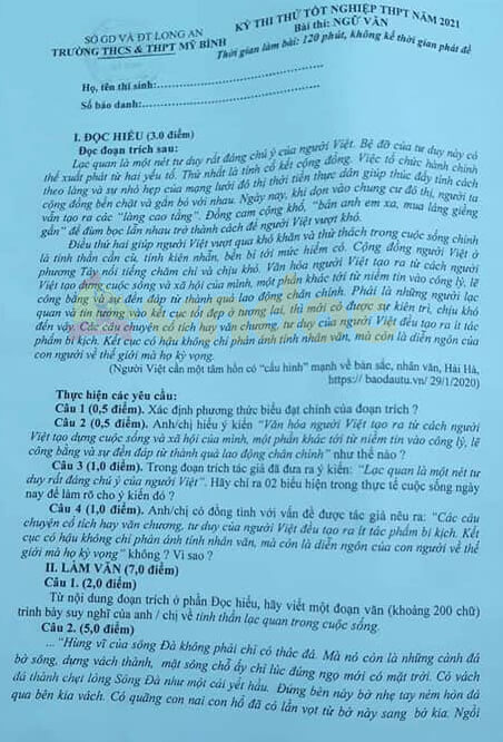 Đề thi thử THPT Quốc gia 2021