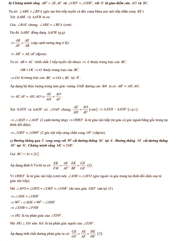 Đáp án đề thi tuyển sinh lớp 10 môn Toán Vĩnh Phúc 2021