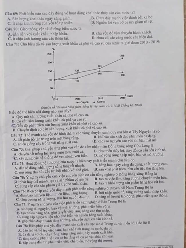 Đề thi thử Địa THPT Quốc gia 2021