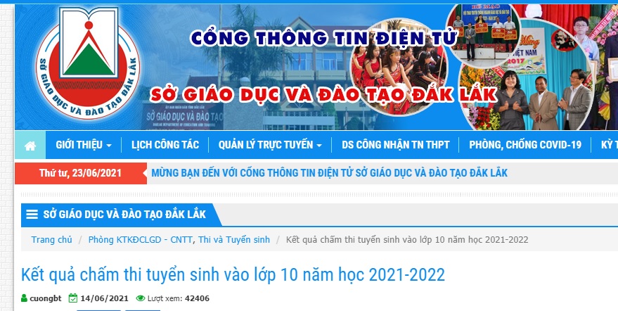 Tra điểm thi tuyển sinh lớp 10 Đắk Lắk 2021