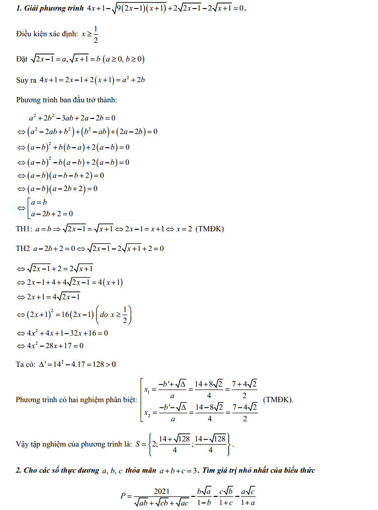 Đáp án đề thi tuyển sinh lớp 10 môn Nam Định 2021