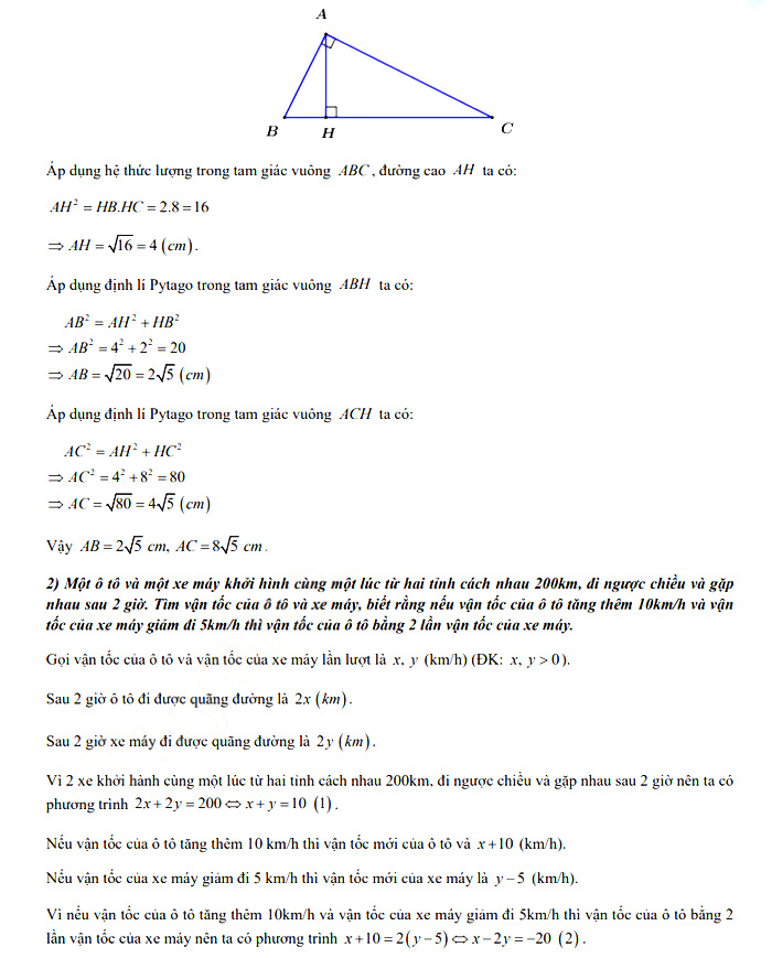 Đáp án đề thi tuyển sinh lớp 10 môn Toán các Trường PT DTNT Hòa Bình năm 2021