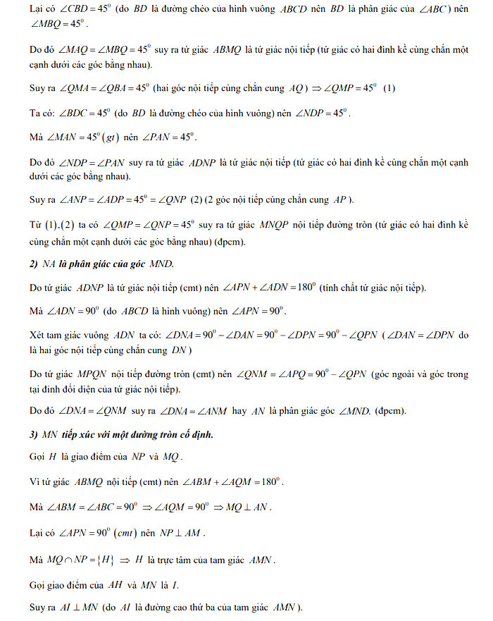 Đáp án đề thi tuyển sinh lớp 10 môn Toán các Trường PT DTNT Hòa Bình năm 2021
