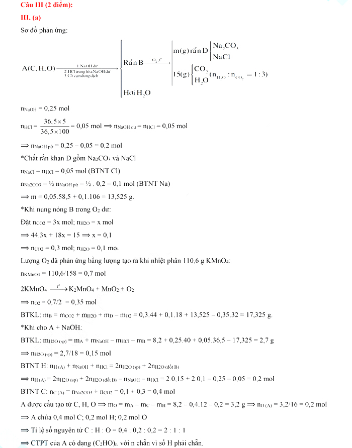 Đề thi vào lớp 10 chuyên KHTN năm 2021 môn Hóa