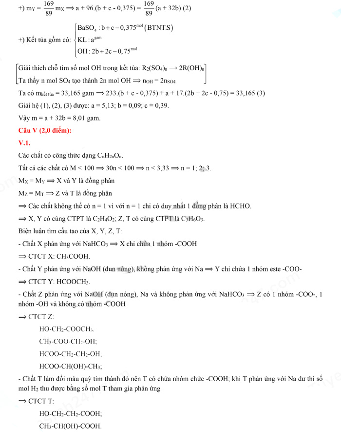 Đáp án đề thi vào lớp 10 Hà Nội môn Hóa chuyên năm 2021