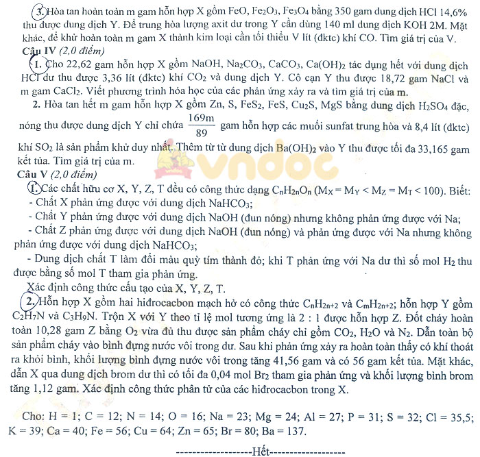 Đề thi vào lớp 10 Hà Nội - môn Hóa chuyên năm 2021