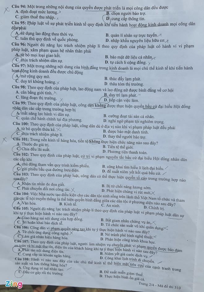 Đề GDCD THPT Quốc Gia 2021