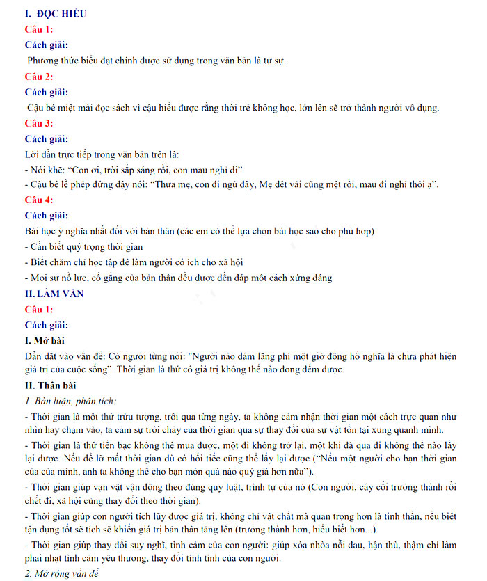 Đáp án đề thi vào lớp 10 môn Văn Chuyên - Lâm Đồng năm 2021