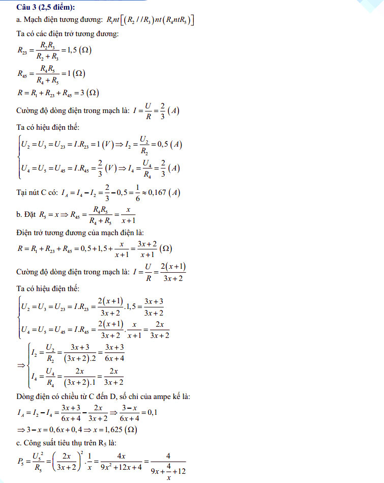 Đáp án đề thi vào lớp 10 THPT chuyên môn Lý tỉnh Ninh Bình năm 2021 