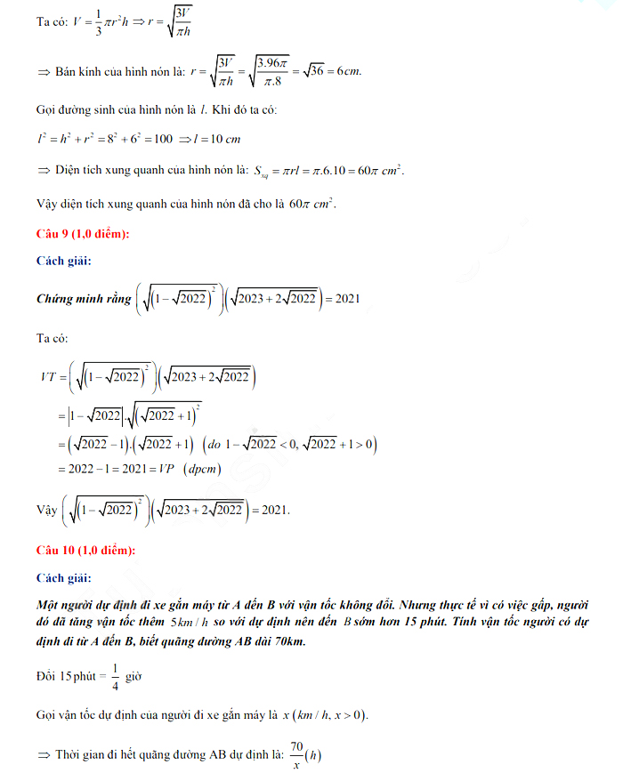 Đề thi tuyển sinh lớp 10 môn Toán Chuyên Lâm Đồng năm 2021