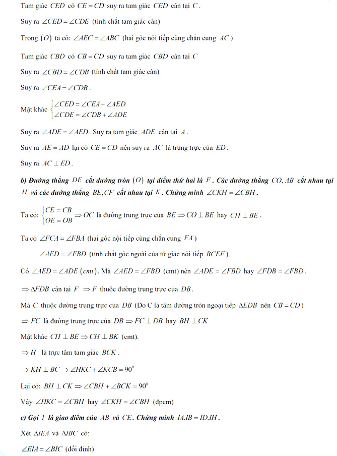 Đáp án đề thi vào lớp 10 năm 2021 môn Toán Chuyên - TP Cần Thơ