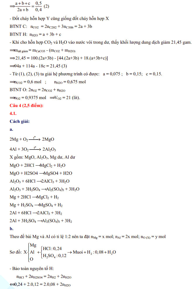 Đáp án đề thi vào lớp 10 Chuyên Quốc Học Huế - môn Hóa Chuyên 2021