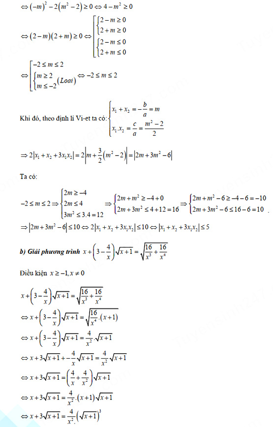 Đáp án đề thi vào lớp 10 môn Toán chuyên Tin - THPT Chuyên Quốc Học Huế 2021