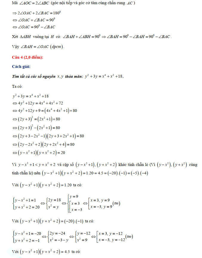 Đáp án đề thi vào lớp 10 THPT chuyên tỉnh Ninh Thuận môn Toán 2021