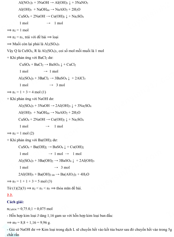 Đáp án đề thi môn Hóa chuyên vào lớp 10 - Đồng Nai 2021