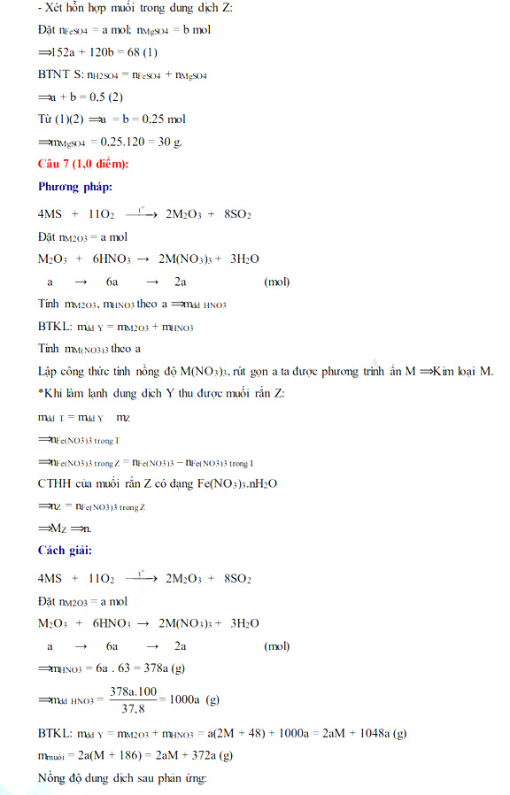 Đáp án đề thi vào lớp 10 môn Hóa chuyên Hà Tĩnh 2021