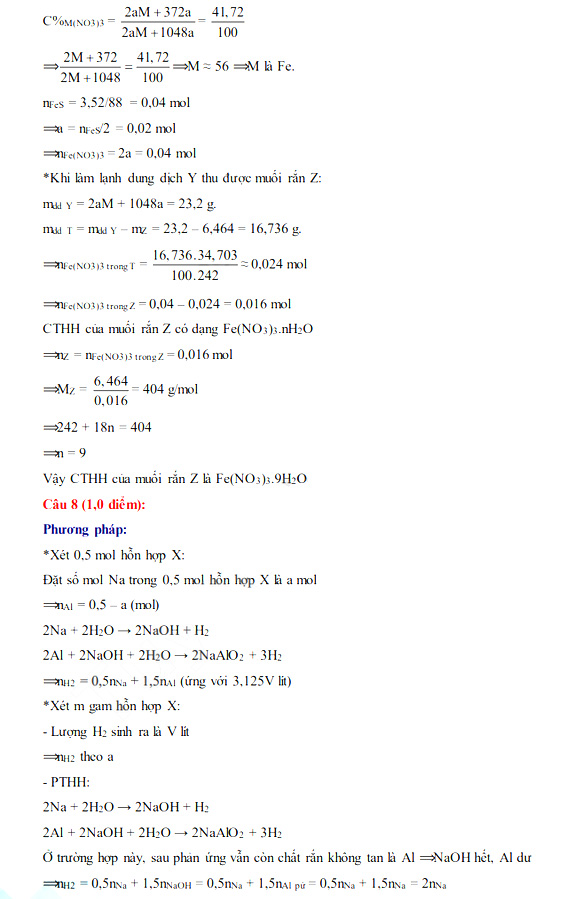Đáp án đề thi vào lớp 10 môn Hóa chuyên Hà Tĩnh 2021