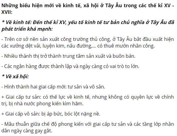 H&atilde;y n&ecirc;u những biểu hiện mới về kinh tế, x&atilde; hội ở T&acirc;y &Acirc;u trong c&aacute;c thế kỉ XV- XVII?
