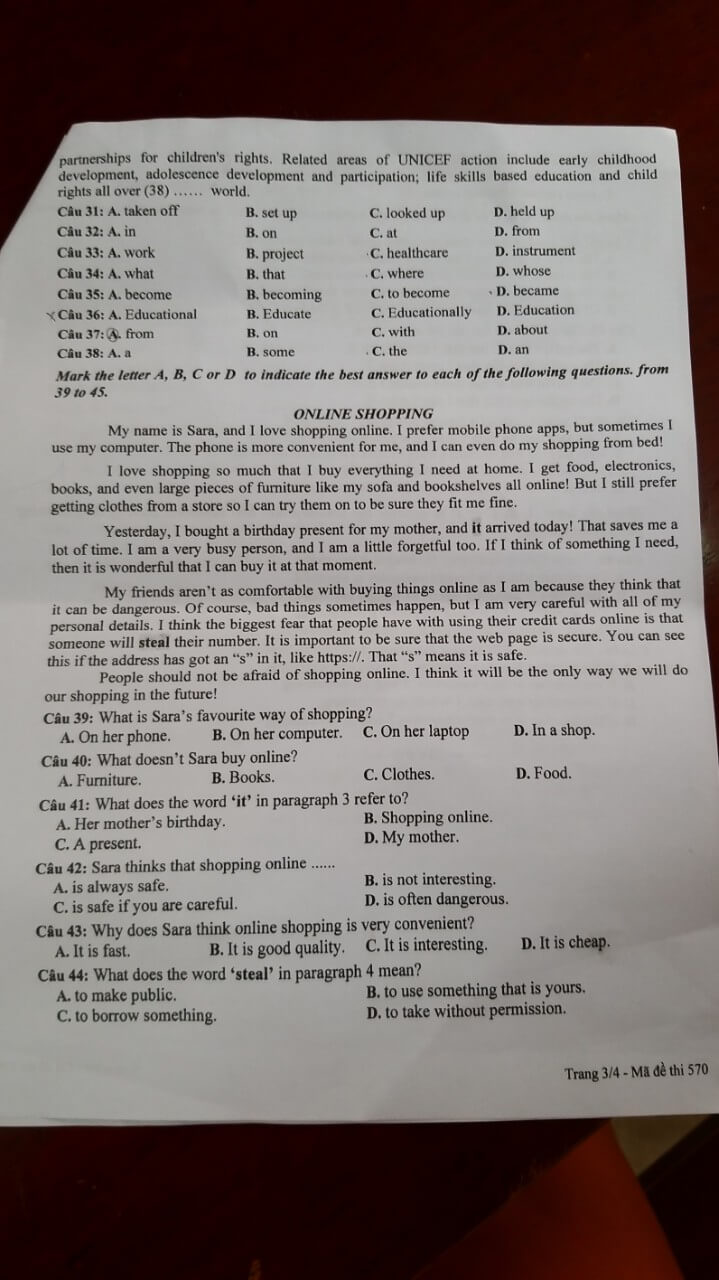 Đáp án đề thi vào lớp 10 môn tiếng Anh Đắk Nông 2021