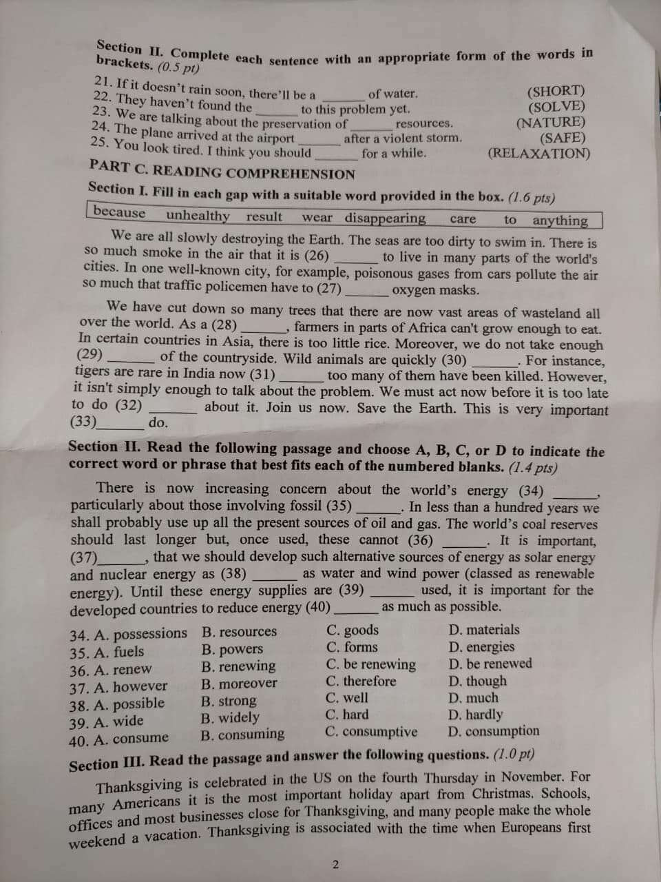 Đáp án đề thi vào lớp 10 môn tiếng Anh Quảng Ngãi 2021