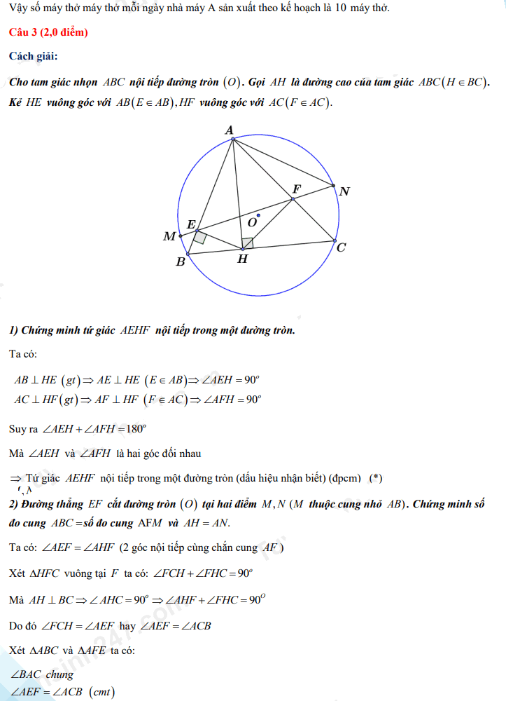 Đáp án đề thi tuyển sinh lớp 10 môn Bắc Giang 2021