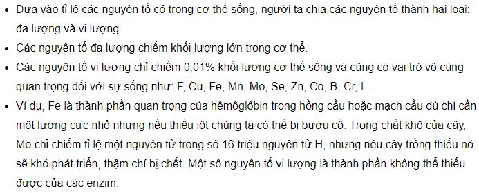 C&aacute;c nguy&ecirc;n tố vi lượng c&oacute; vai tr&ograve; như thế n&agrave;o đối với sự sống?