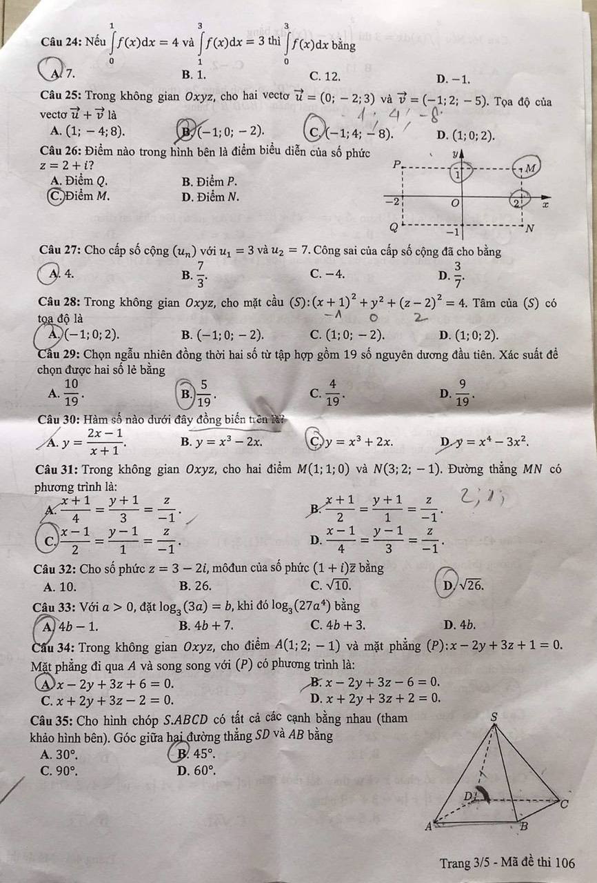 Đề thi chính thức môn Toán 2021 Đợt 2