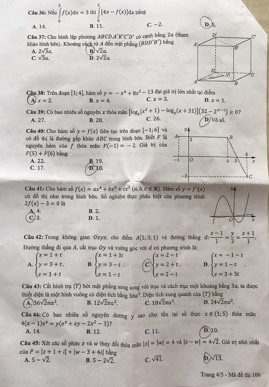 Đề thi chính thức môn Toán 2021 Đợt 2