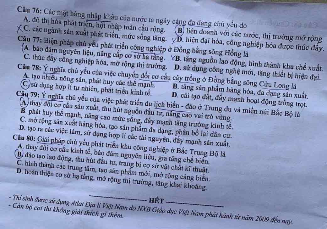 Đáp án đề thi THPT Quốc gia 2021 môn Địa lý đợt 2