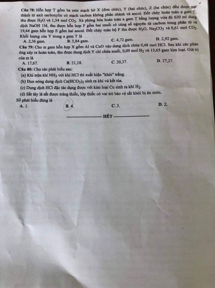 Đáp án đợt 2 THPT Quốc gia 2021 môn Hóa