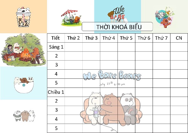 Thời khóa biểu dễ thương