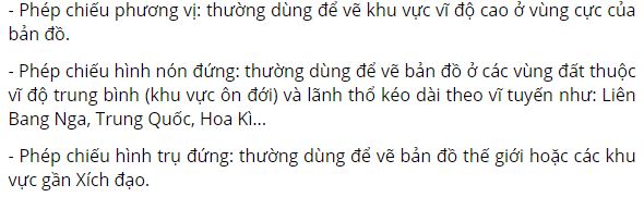 Ph&eacute;p chiếu đồ thường d&ugrave;ng để vẽ bản đồ ở khu vực n&agrave;o?