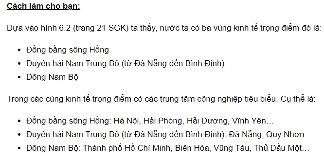 Dựa v&agrave;o h&igrave;nh 12.3 v&agrave; h&igrave;nh 6.2, h&atilde;y x&aacute;c định c&aacute;c trung c&ocirc;ng nghiệp ti&ecirc;u biểu cho c&aacute;c v&ugrave;ng kinh tế ở nước ta?