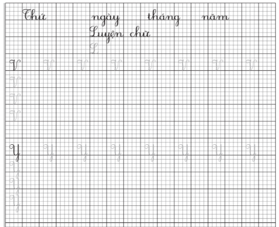 Mẫu vở luyện chữ hoa và 1 ly đẹp