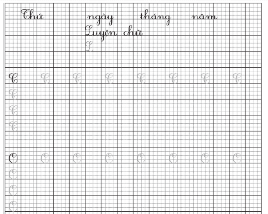 Mẫu vở luyện chữ hoa và 1 ly đẹp