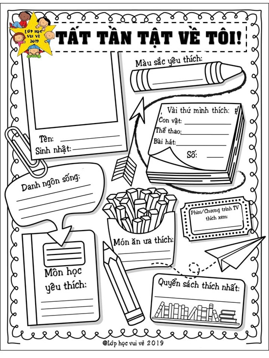 Mẫu phiếu học tập đẹp