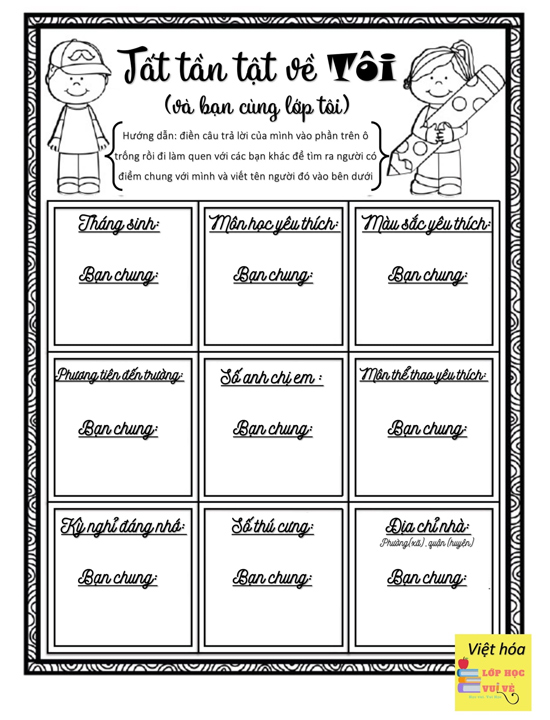 Mẫu phiếu học tập đẹp