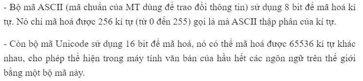 Ph&acirc;n biệt bộ m&atilde; ASCII v&agrave; bộ Unicode