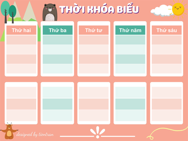 Mẫu thời khóa biểu đẹp