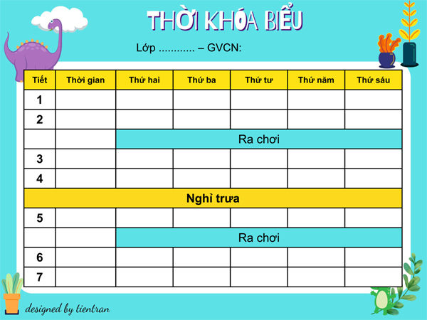 Mẫu thời khóa biểu đẹp