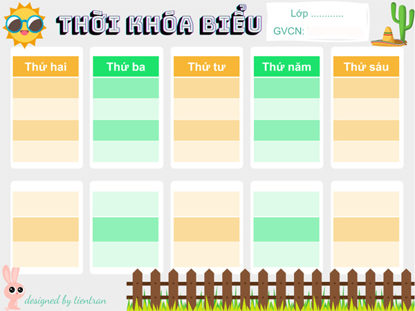 Mẫu thời khóa biểu đẹp