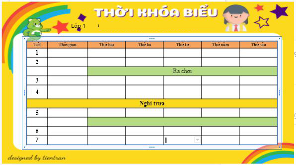 Mẫu thời khóa biểu đẹp