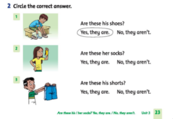 Giải Tiếng Anh lớp 2 Unit 3: Are these his pants? - Lesson 2 SBT