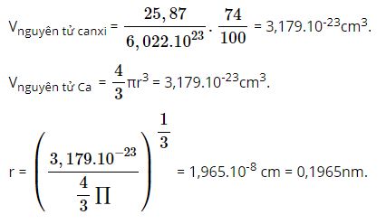 T&iacute;nh b&aacute;n k&iacute;nh gần đ&uacute;ng của nguy&ecirc;n tử canxi