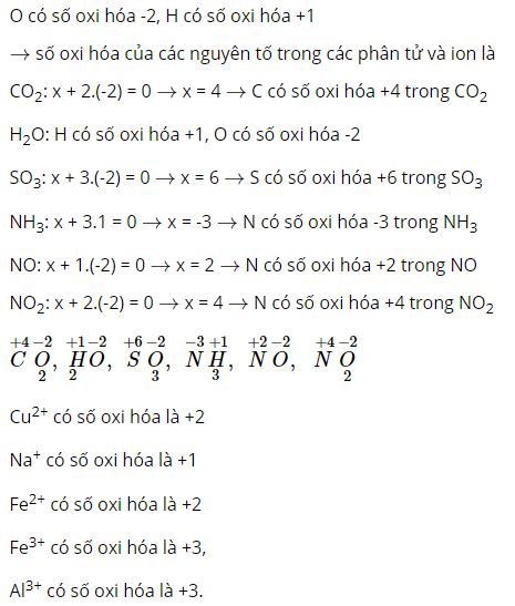 X&aacute;c định số oxi h&oacute;a của c&aacute;c nguy&ecirc;n tố